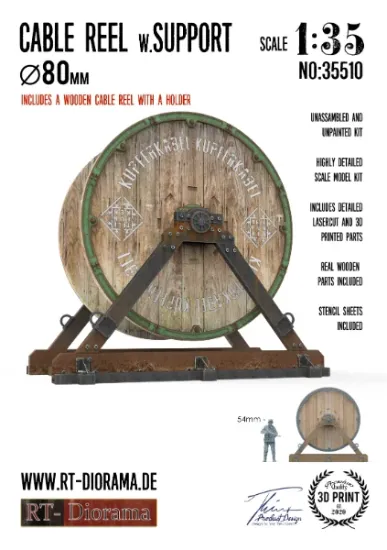 Picture of 1/35 Cable Reel w. Support Ø80mm - RT Diorama 35510