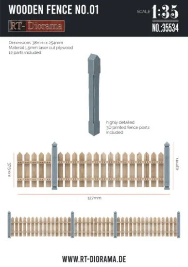 Picture of 1/35 Wooden fence No.1 - RT Diorama 35534