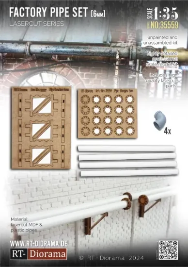Picture of 1/35 Factory pipe set 6mm (4x 10cm) & 4 Elbows - RT Diorama 35559