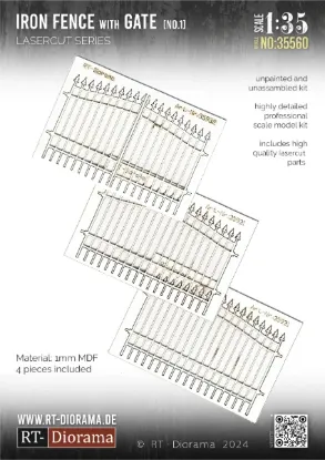 Picture of 1/35 Iron fence w. gate No.1 - RT Diorama 35560