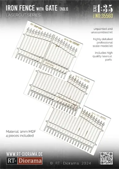Picture of 1/35 Iron fence w. gate No.1 - RT Diorama 35560
