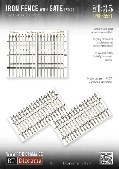 Picture of 1/35 Iron fence w. gate No.2 - RT Diorama 35561