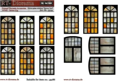 Picture of 1/35 Printed Accesories: Factory glass windows "Factory Yard" - RT Diorama 35759