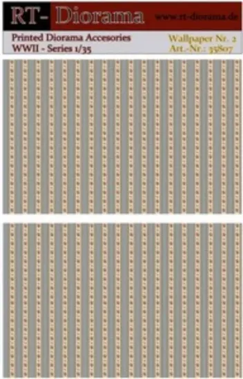 Picture of 1/35 Printed Accesories: Wallpaper Nr.2 Blue Stripe Pattern - RT Diorama 35807