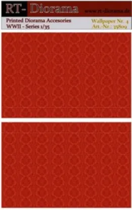 Picture of 1/35 Printed Accesories: Wallpaper Nr.4 Red Floral Pattern - RT Diorama 35809