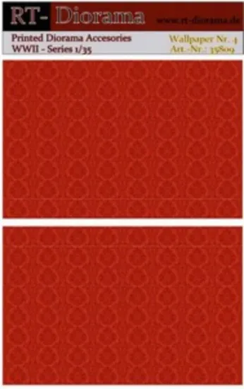 Picture of 1/35 Printed Accesories: Wallpaper Nr.4 Red Floral Pattern - RT Diorama 35809