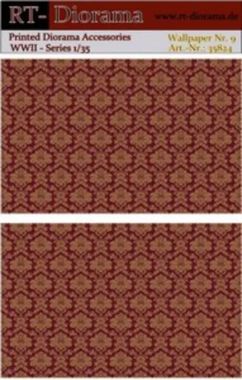 Picture of 1/35 Printed Accesories: Wallpaper Nr.9 Red Royal Pattern - RT Diorama 35824
