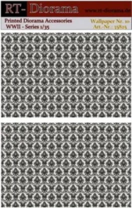 Picture of 1/35 Printed Accesories: Wallpaper Nr.10 Black-White Floral Pattern - RT Diorama 35825
