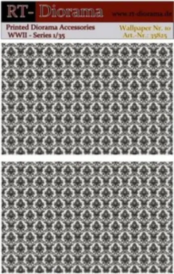 Picture of 1/35 Printed Accesories: Wallpaper Nr.10 Black-White Floral Pattern - RT Diorama 35825