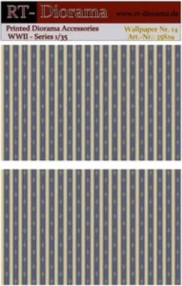 Picture of 1/35 Printed Accesories: Wallpaper Nr.14 Blue Art Deco Stripe Pattern - RT Diorama 35829