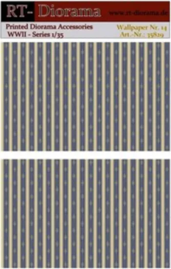 Picture of 1/35 Printed Accesories: Wallpaper Nr.14 Blue Art Deco Stripe Pattern - RT Diorama 35829