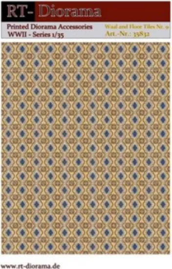Picture of 1/35 Printed Accesories: Wall and Floor Tiles Nr.9 Blue Clover Pattern - RT Diorama 35832
