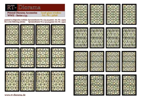 Picture of 1/35 Printed Accesories: Lead-Glass Windows (green) - RT Diorama 35846