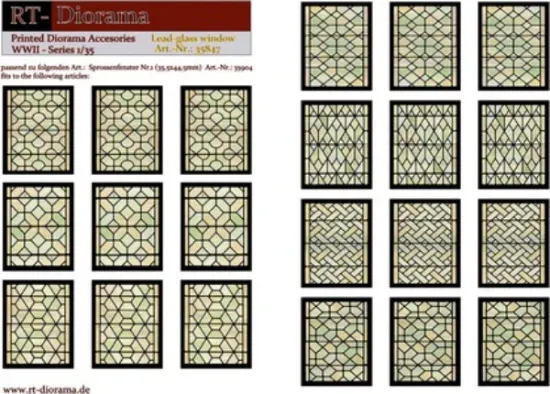 Picture of 1/35 Printed Accesories: Lead-Glass Windows (green) - RT Diorama 35847