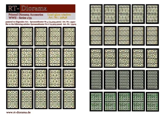 Picture of 1/35 Printed Accesories: Lead-Glass Windows (green) - RT Diorama 35848