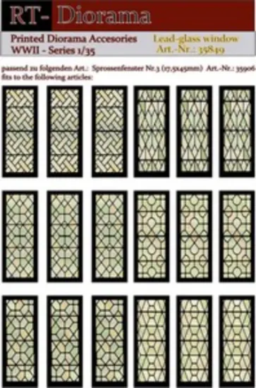 Picture of 1/35 Printed Accesories: Lead-Glass Windows (green) - RT Diorama 35849