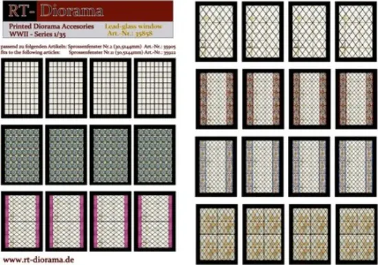 Picture of 1/35 Printed Accesories: Lead-Glass Windows (collered) - RT Diorama 35858