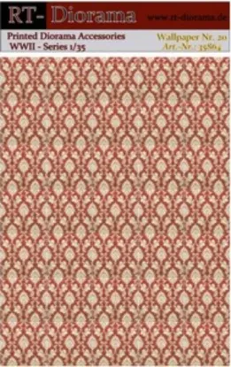Picture of 1/35 Printed Accesories: Wallpaper Nr.20 Red Ornamental Vine Pattern - RT Diorama 35864
