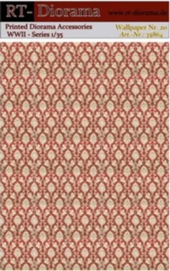 Picture of 1/35 Printed Accesories: Wallpaper Nr.20 Red Ornamental Vine Pattern - RT Diorama 35864