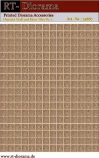 Picture of 1/35 Printed Accesories: Oriental Wall and Floor Tiles Nr.1 Bazaar Medallions Pattern (Red) - RT Diorama 35887