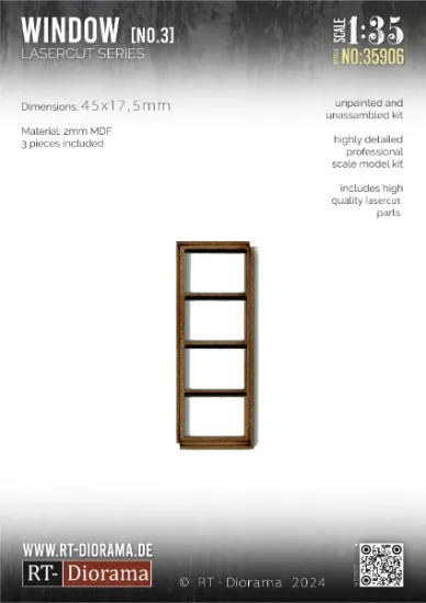 Picture of 1/35 Lasercut: Sprossenfenster Nr.3 (3er Set) - RT Diorama 35906
