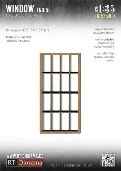 Picture of 1/35 Lasercut: Sprossenfenster Nr.5 (3er Set) - RT Diorama 35908
