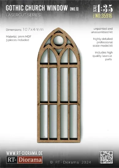 Picture of 1/35 Lasercut: Gothic church windows No.1 - RT Diorama 35916