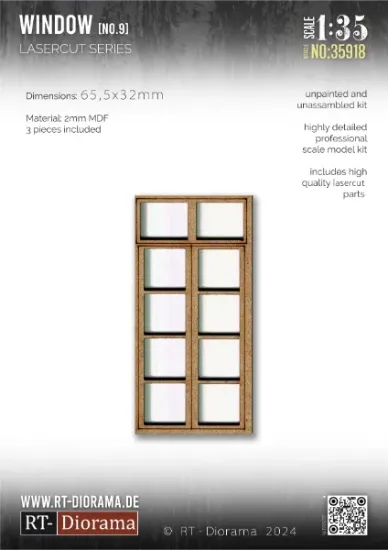 Picture of 1/35 Lasercut: Sprossenfenster Nr.9 (3er Set) - RT Diorama 35918