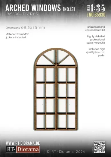 Picture of 1/35 Lasercut: Bogen-Fenster Nr.: 13 - RT Diorama 35930