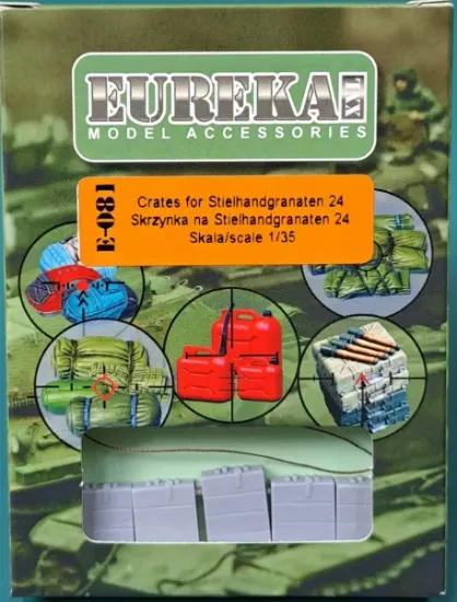 Picture of 1/35 Wooden ammo crates for 15 pcs. German hand grenade “Stielhandgranaten 24“ - Eureka XXL E-081