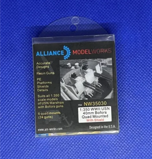 Picture of 1/350 WWII USN 40mm Bofors Quad Mounted (With Shield)(6Quad Mounts) - Alliance Model Works NW35030