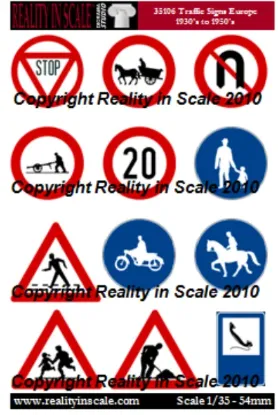Picture of 1/35 European Traffic Signs 1930s–1950s Set - Reality in Scale 35106