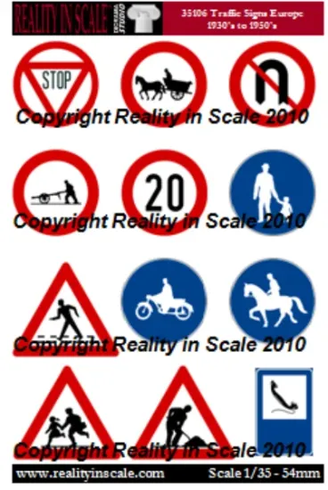 Picture of 1/35 European Traffic Signs 1930s–1950s Set - Reality in Scale 35106