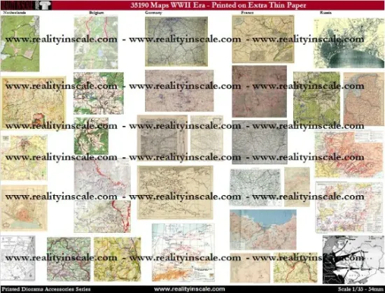 Picture of 1/35 War Maps WWII Set 2 – 32 Maps for 5 Countries - Reality in Scale 35190
