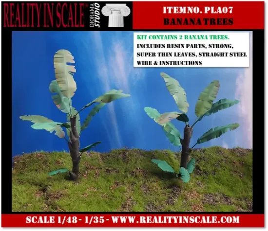 Picture of 1/35 Banana Trees Set – 2 Trees with Resin Parts and Polyurethane Leaves - Reality in Scale PLA07