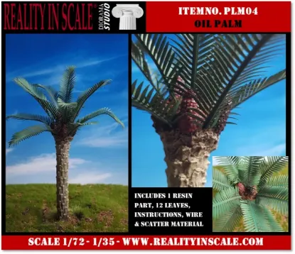 Picture of 1/35 Oil Palm Tree – Resin Trunk with 12 Polyurethane Leaves – 18cm Finished Height - Reality in Scale PLM04