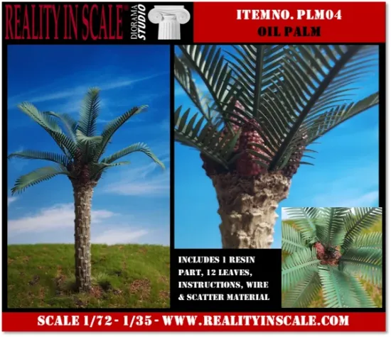 Picture of 1/35 Oil Palm Tree – Resin Trunk with 12 Polyurethane Leaves – 18cm Finished Height - Reality in Scale PLM04