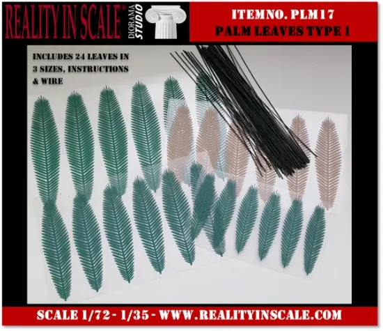 Picture of 1/35 Palm Leaves Type 1 – 24 Leaves in 3 Sizes with Wire - Reality in Scale PLM17