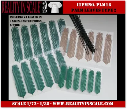 Picture of 1/35 Palm Leaves Type 2 – 24 Leaves in 3 Sizes with Wire - Reality in Scale PLM18