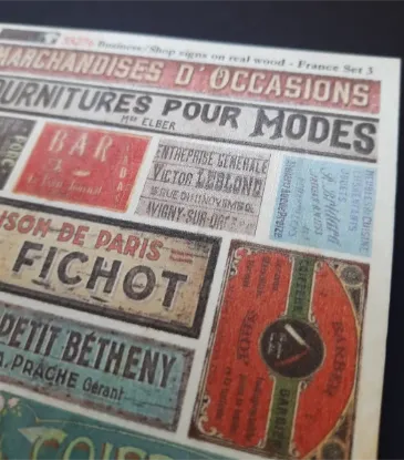 Picture of 1/35 Shop & Business Signs on Real Wood – France Set 3 – Sheet 9.5×10cm - Reality in Scale 35276
