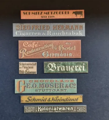 Picture of 1/35 Shop & Business Signs on Real Wood – Germany Set 2 – Sheet 9.5×10cm - Reality in Scale 35289