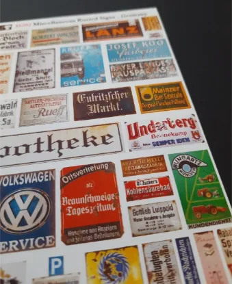 Picture of 1/35 Miscellaneous Rusted Signs – Germany with Metallic Bonus Sheet – 10×14cm - Reality in Scale 35292