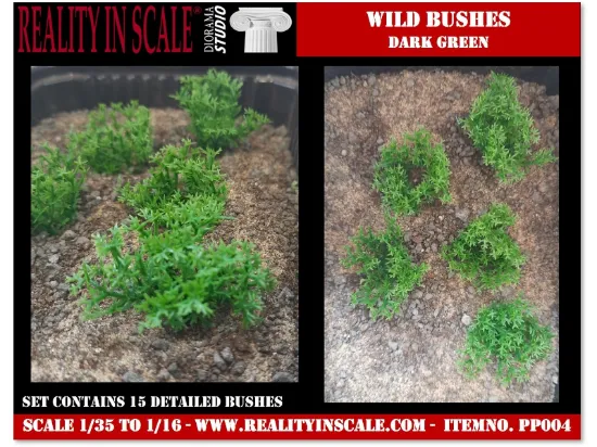 Picture of 1/35 Wild Bushes – Dark Green (High Quality Plastic Plants) - Reality in Scale PP004