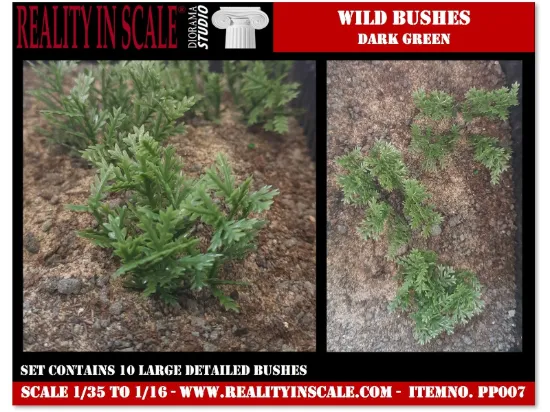 Picture of 1/35 Wild Bushes – Dark Green Set 2 (High Quality Plastic Plants) - Reality in Scale PP007