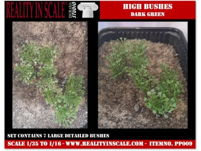 Picture of 1/35 High Bushes – Dark Green (High Quality Plastic Plants) - Reality in Scale PP009