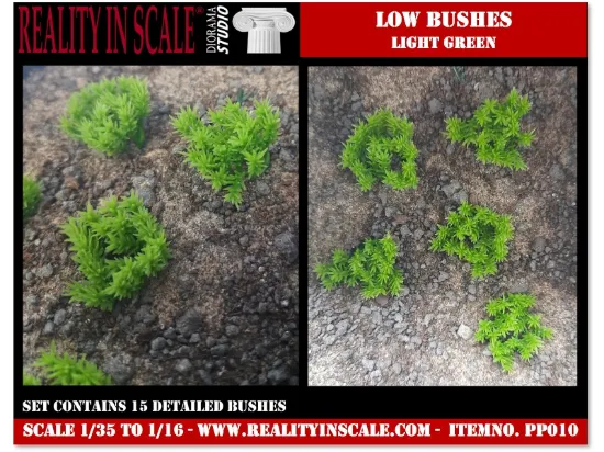 Picture of 1/35 Low Bushes – Light Green (High Quality Plastic Plants) - Reality in Scale PP010