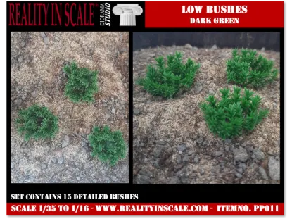 Picture of 1/35 Low Bushes – Dark Green (High Quality Plastic Plants) - Reality in Scale PP011
