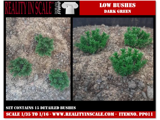 Picture of 1/35 Low Bushes – Dark Green (High Quality Plastic Plants) - Reality in Scale PP011