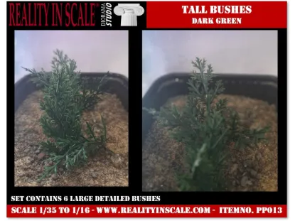 Picture of 1/35 Tall Bushes – Dark Green (High Quality Plastic Plants) - Reality in Scale PP013